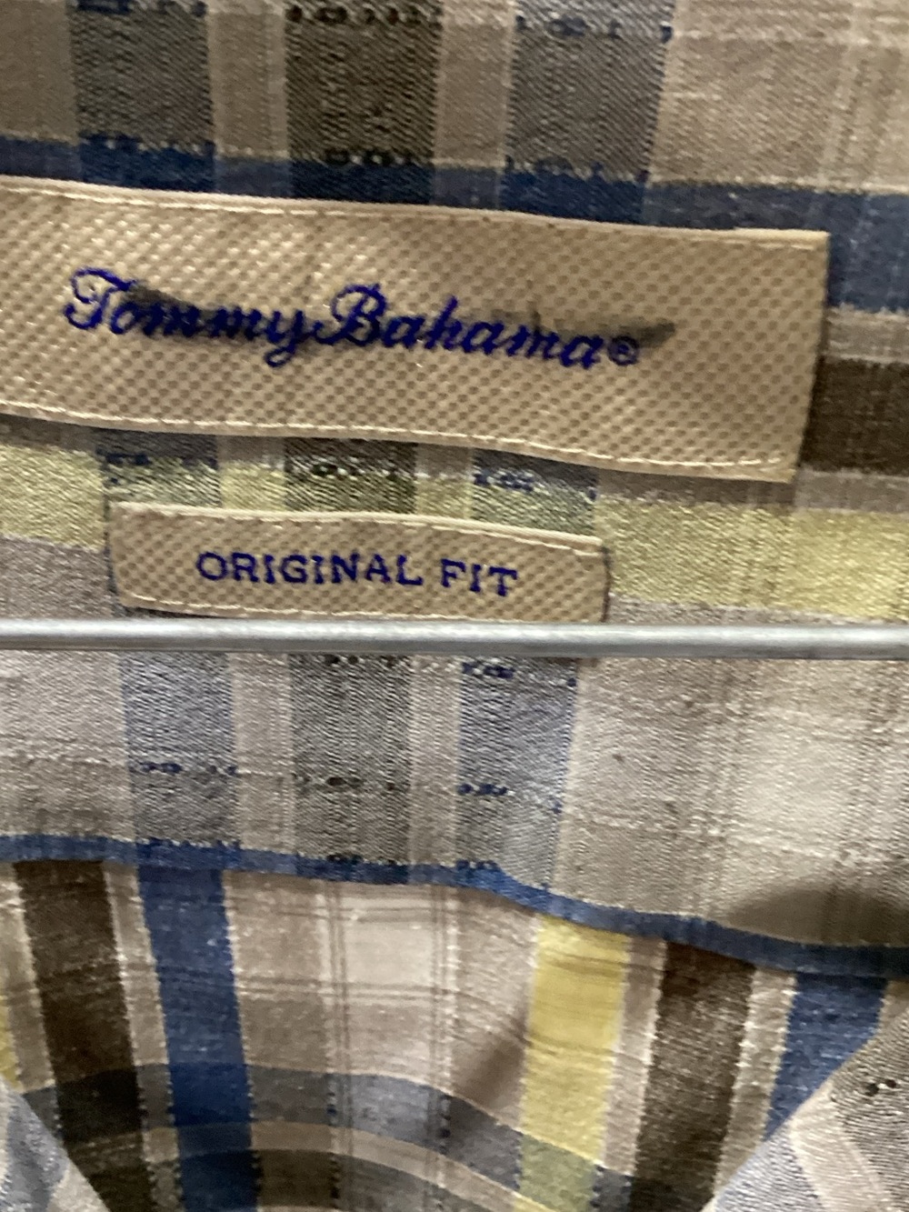 Tommy Bahama Plaid Short-Sleeve Button Down - Blue, Gray & Cream - Picture 2 of 3